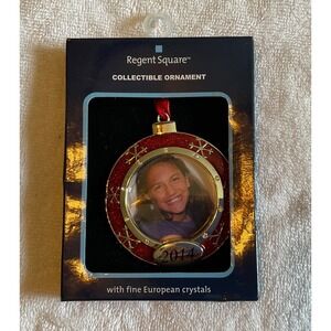 Regent Square "2014" Christmas Photo Ornament Red Glitter Snowflake Gold-tone